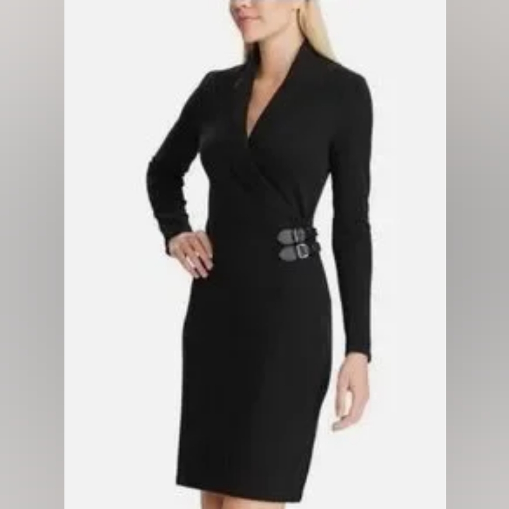 Chaps Blue Knit Long Sleeve Dress NWT Misses L- PT